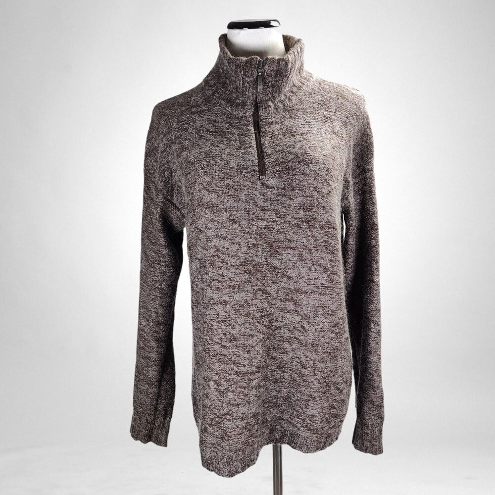 Armani Collezioni Wool Mohair Sweater Size 34 Brown Long Sleeve 1/4 Zip Pullover